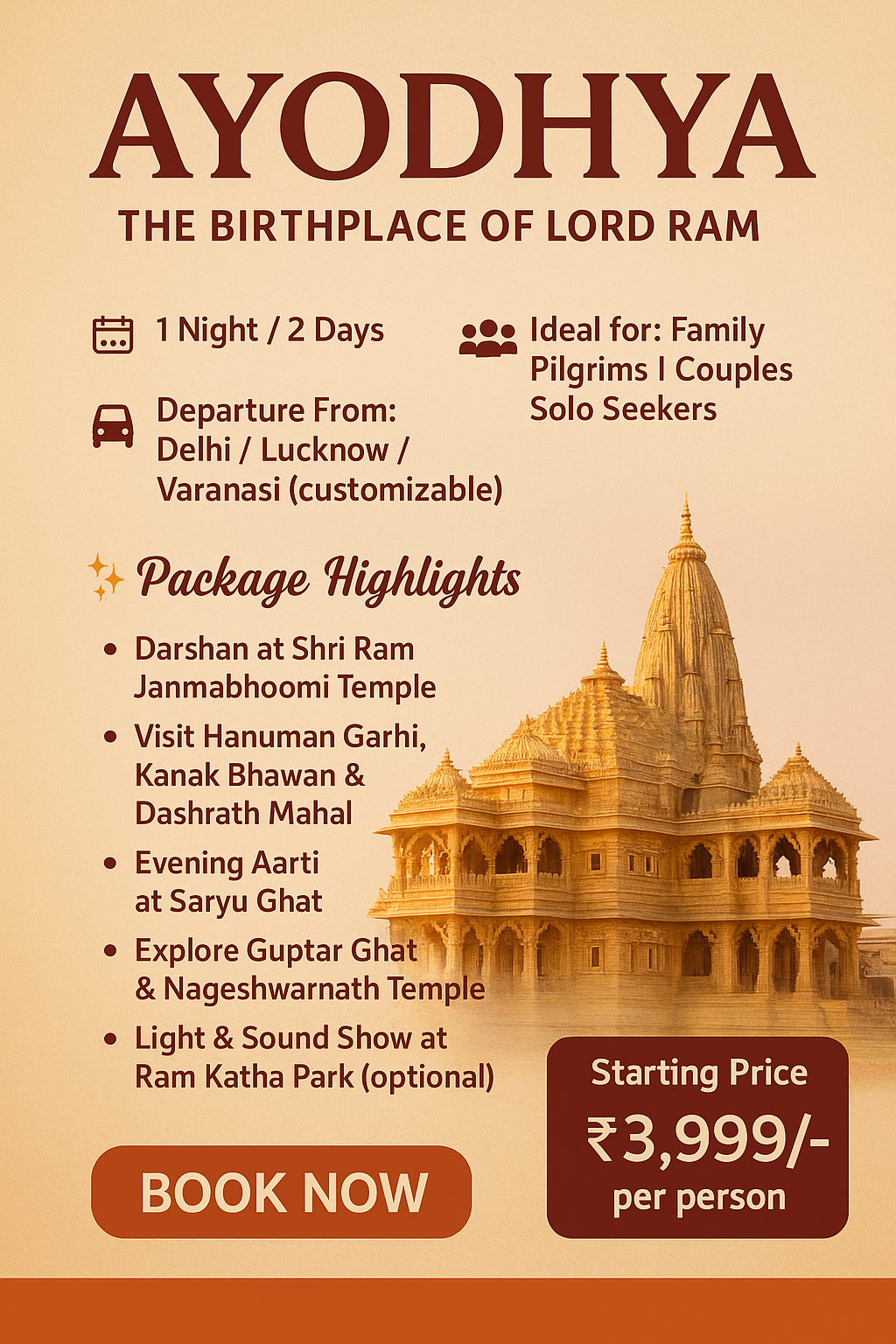 Ayodhya Divine Getaway – 1 Night / 2 Days Pilgrimage Tour