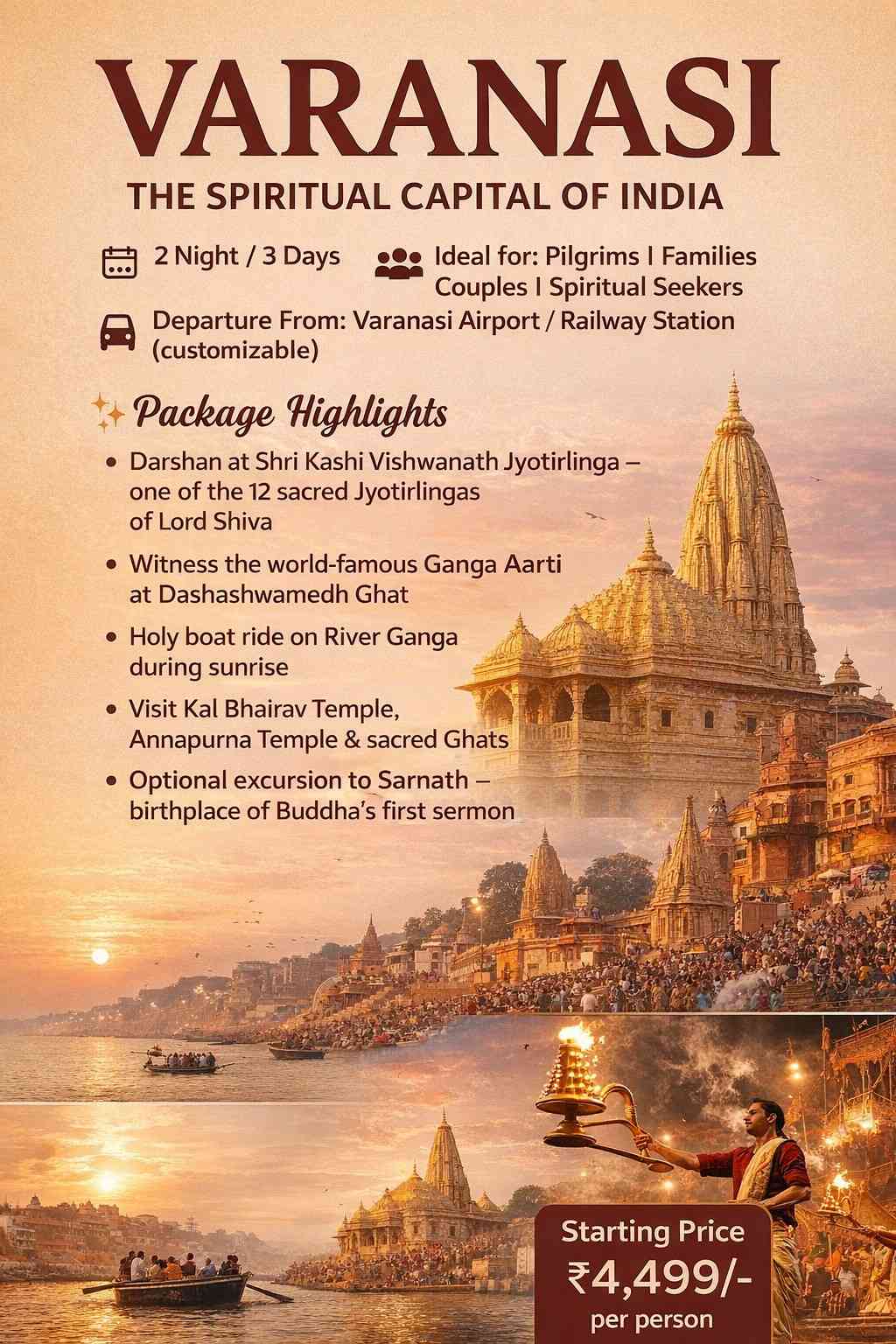 Varanasi Spiritual Tour Package – Kashi Vishwanath Darshan & Ganga Aarti